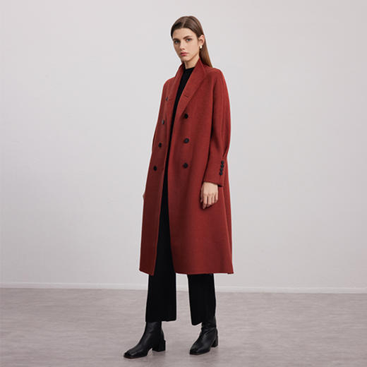 【双排扣羊毛大衣】24年秋冬新品女士羊毛+桑蚕丝中长款毛呢大衣 商品图1