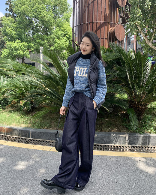 单品包邮现货 THS 9.21-无 RL家马球家 波斯宝石蓝PRL有机棉混纺花纱嵌花宽松针织衫 BM3172 商品图6