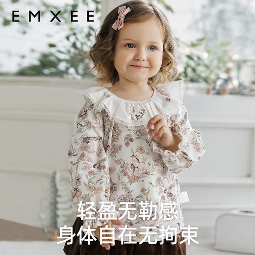 【宝宝服饰】嫚熙女童长袖T恤2025新款玉米棉天鹅舞曲花边领秋季宝宝上衣外穿 商品图4