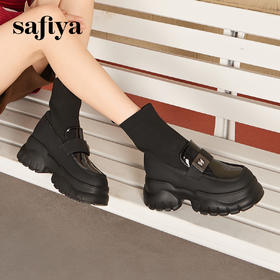 Safiya/索菲娅2024冬潮酷透气厚底轻便不累脚增高百搭弹力中筒靴 SF44116217