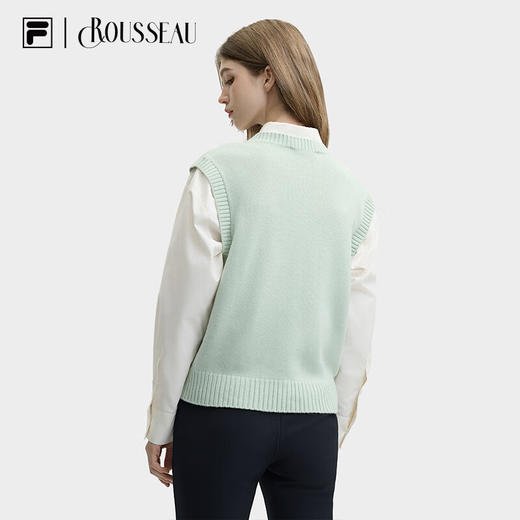 【斐乐】FILAx 卢梭 斐乐女编织衫杨幂同款2024冬新款时尚宽松刺绣毛衣马甲 商品图2