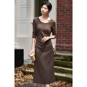 【极简纯色裙】2025冬季慵懒风松弛弹力大圆领内搭连衣裙1802