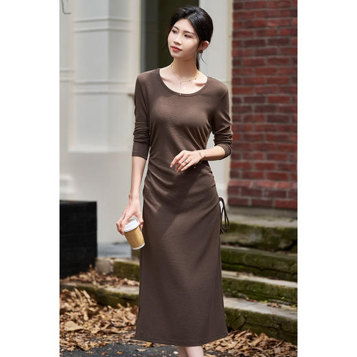 【极简纯色裙】2025冬季慵懒风松弛弹力大圆领内搭连衣裙1802 商品图0