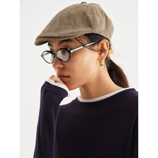 【活动商品，不退不换】可可推荐 复古英伦范 老钱风前进帽 日系复古灯芯绒 中性格调羊毛 休闲时尚针织 岁月时光羊皮 弯檐设计 文艺百搭 商品图10