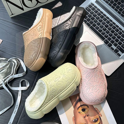 【YW】无忧购韩版卡通小熊印花情侣款居家外穿保暖棉拖鞋9716（截单后7天发货) 商品图3