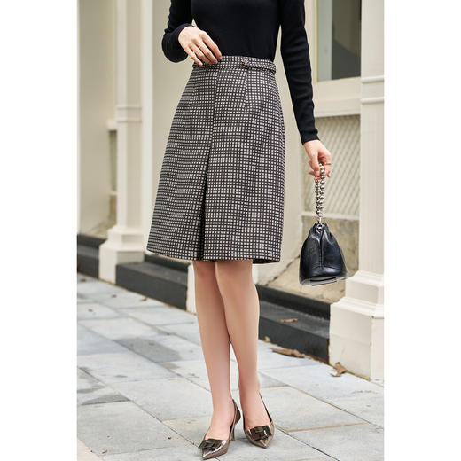 【*格纹半身裙】2026春季复古港风气质半身裙压褶显瘦裙子 商品图2