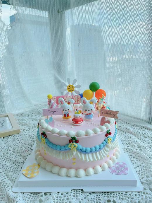 小兔子蛋糕（我6岁啦！文字可更改，联系客服！） 商品图0