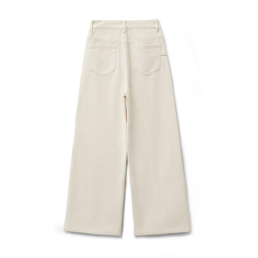 马登复古二代棉籽壳白色牛仔裤女秋直筒百搭休闲裤纯棉原胚色工装长裤 商品图6