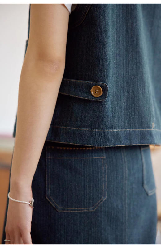 裁缝学苑AQ358牛仔马甲半裙套装纸样女装新款复古裙子两件套样板 商品图5