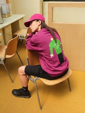 Mood Like Me/MWY2373/帽子slogan发泡印花圆领卫衣