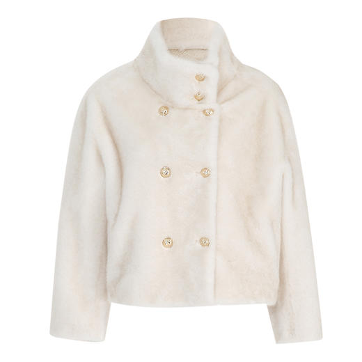 EITIE爱特爱气质立领双排扣环保皮草显瘦毛绒短外套冬季新款D2403407 商品图5