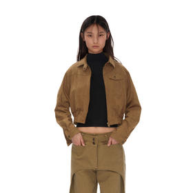 NUTH 咖色复古环保麂皮短夹克外套女