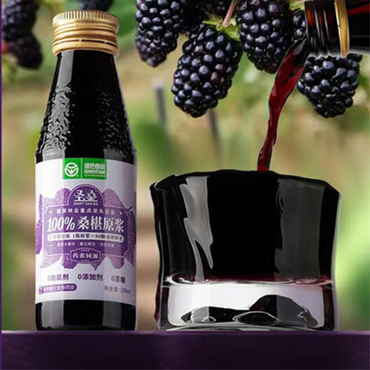 圣桑 100%桑椹原浆8瓶*100ml 纯果鲜榨 酸甜可口 商品图0