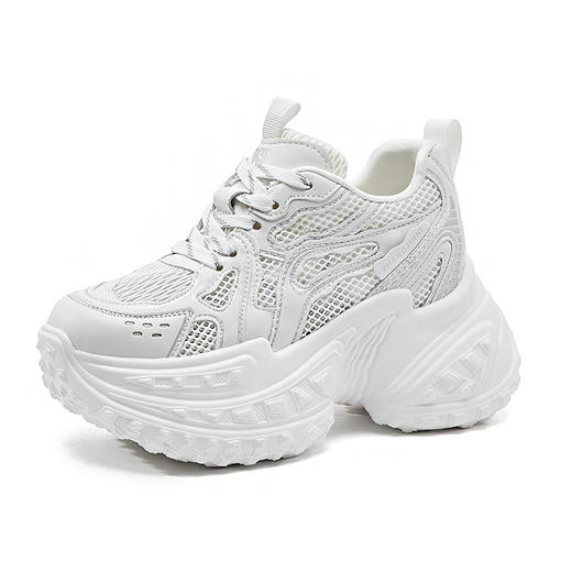 透气厚底百搭老爹鞋2024夏秋季休闲运动网面内增高牛皮女鞋BT S9131-10 商品图4