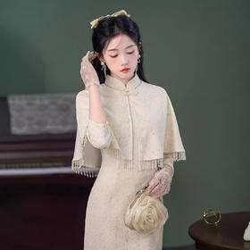 2024年秋季新款改良日常国风修身气质白色年轻款两件套旗袍XL1092