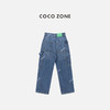 COCO ZONE 100棉复古做旧牛仔裤显瘦直筒裤CC1C1637 商品缩略图1