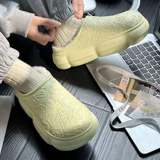 【YW】无忧购韩版卡通小熊印花情侣款居家外穿保暖棉拖鞋9716（截单后7天发货) 商品图2