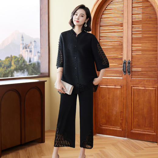 高端套装小个子穿搭妈妈洋气大码开衫上衣两件套XSL-UU097 商品图2