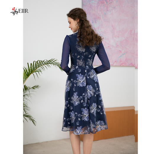 司歌弹力印花刺绣连衣裙修身端庄A901005X 商品图3