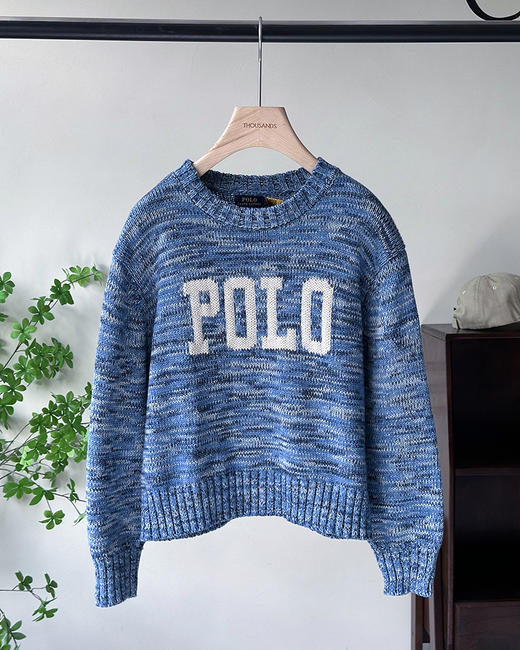 单品包邮现货 THS 9.21-无 RL家马球家 波斯宝石蓝PRL有机棉混纺花纱嵌花宽松针织衫 BM3172 商品图10