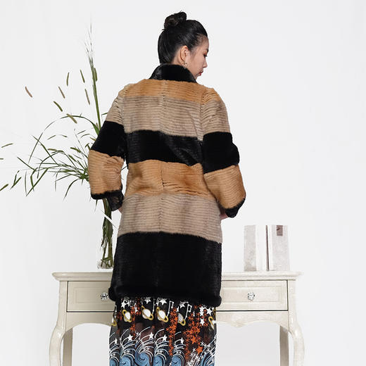 SIM GRACE 优雅夫人 女士美式手工分刀双面水貂高贵大气中长款 商品图2