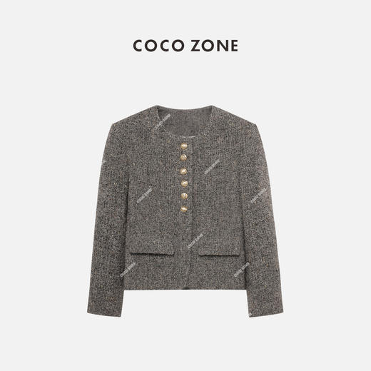 COCO ZONE 高级感小香风圆领金属单排扣气质短款外套 24C10161 商品图0