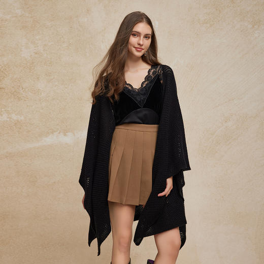 PG646斯尔丽24新款法式镂空钩花针织披肩外套 商品图6