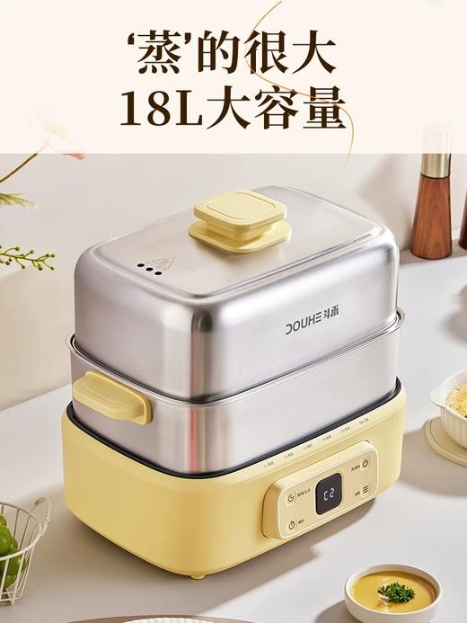 斗禾 不锈钢方形多功能双层电蒸锅 电火锅 电炖锅 18L 2024新品福利 商品图1