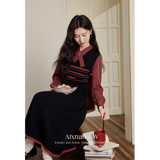 【6折秒杀】鹿向南「酒红玫瑰」连衣裙L50786 商品图7