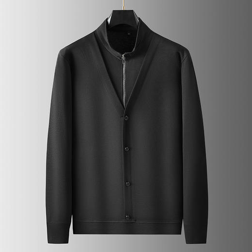 【假两件】【新款DDA】大依优型大码男士立领假两件长袖T恤商务休闲上衣加肥加大胖子舒适 商品图0