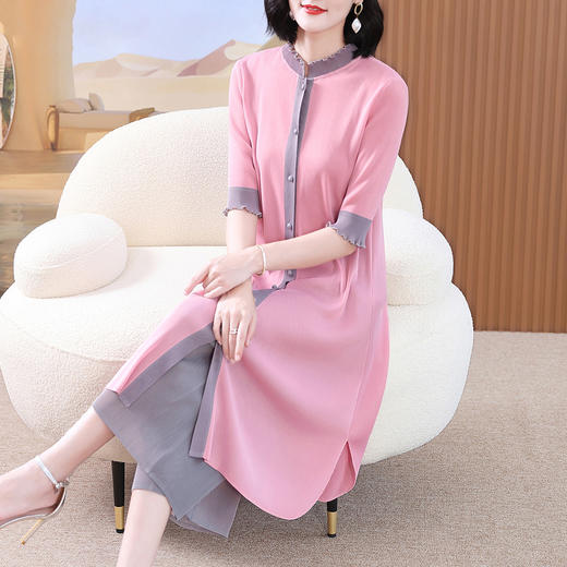 高端休闲套装秋款中年妈妈装时尚阔太太褶皱大码XLS-E4249 商品图3