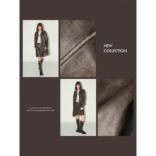 【限时特惠】COCOBELLA[MIU系穿搭]复古PU皮半身裙质感手工擦色短裙PU7059 商品图1