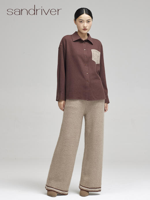 青海羊绒手钩相拼宽腿裤SJF96K310N 商品图4