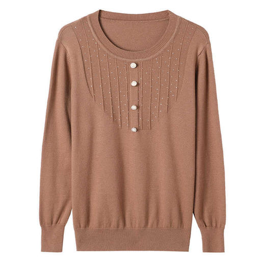 CC-22-133今年流行针织衫女秋季薄款上衣2024年新款春秋低领烫钻毛衣打底衫 商品图4