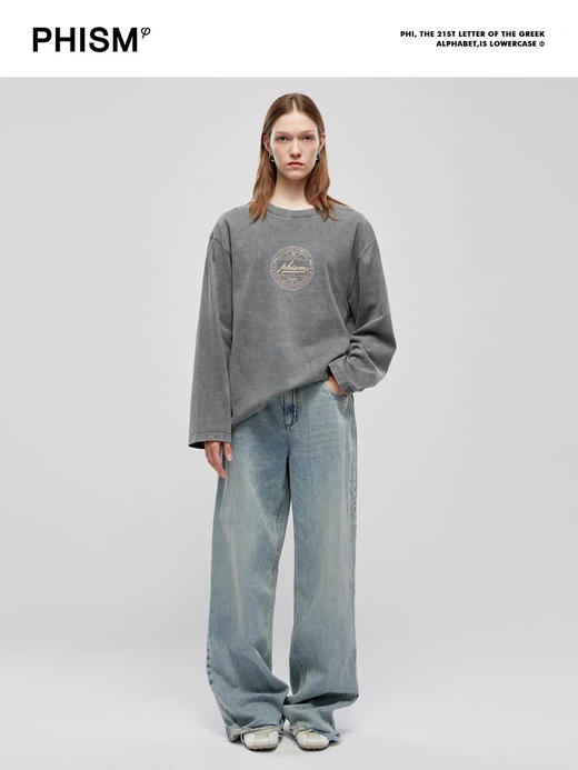 水洗印花长袖T恤 商品图0