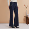 EITIE爱特爱高腰复古深蓝色微喇显瘦加绒保暖牛仔裤冬季新款D2405405 商品缩略图2