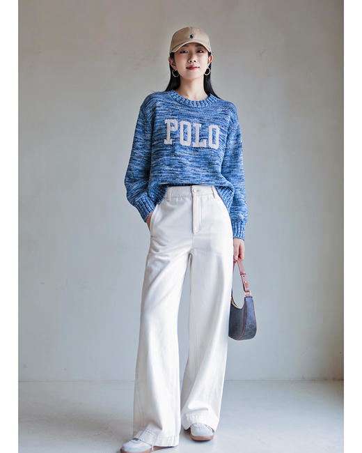 单品包邮现货 THS 9.21-无 RL家马球家 波斯宝石蓝PRL有机棉混纺花纱嵌花宽松针织衫 BM3172 商品图8