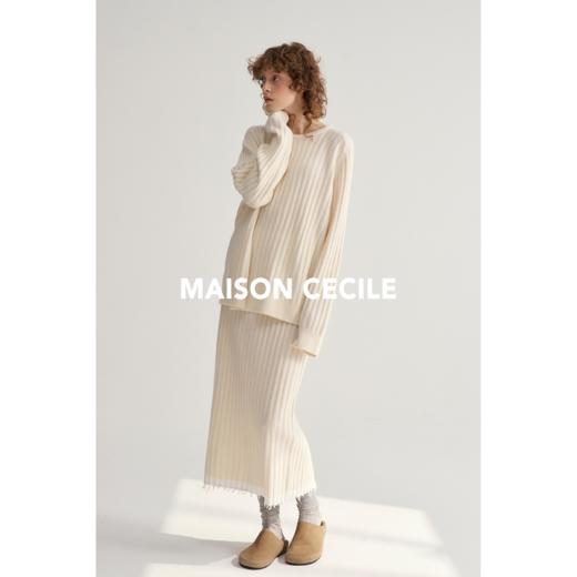 MAISON CECILE百搭羊毛坑条软糯针织毛衣半身裙 商品图2