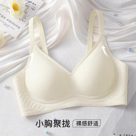 小胸聚拢无痕裸感清爽舒适内衣女承托有型收副乳无钢圈文胸罩螺纹果冻