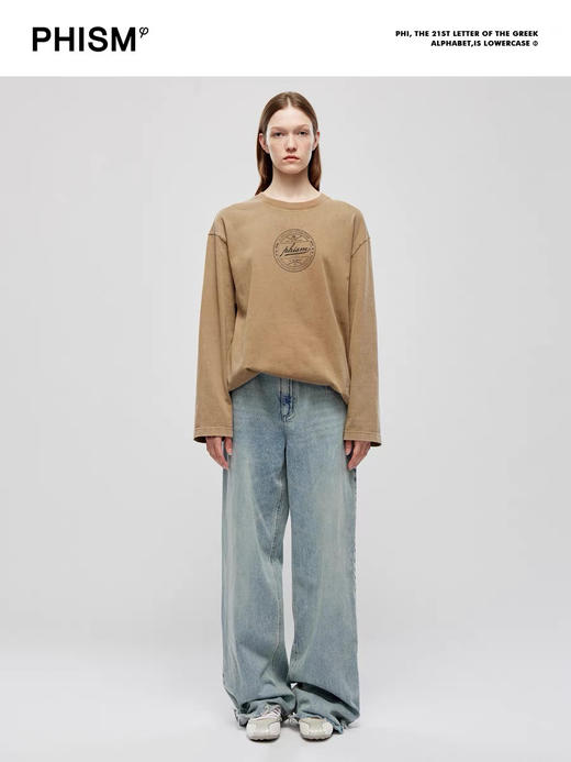 水洗印花长袖T恤 商品图0