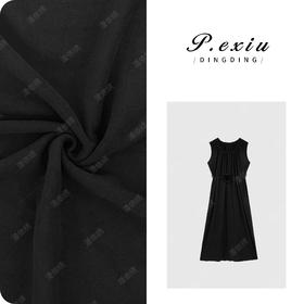 04-3潘依绣丁丁宠粉PanYiXiu/潘依绣绒面糯糯无袖压褶玫瑰圆领简约慵懒连衣裙W-62380