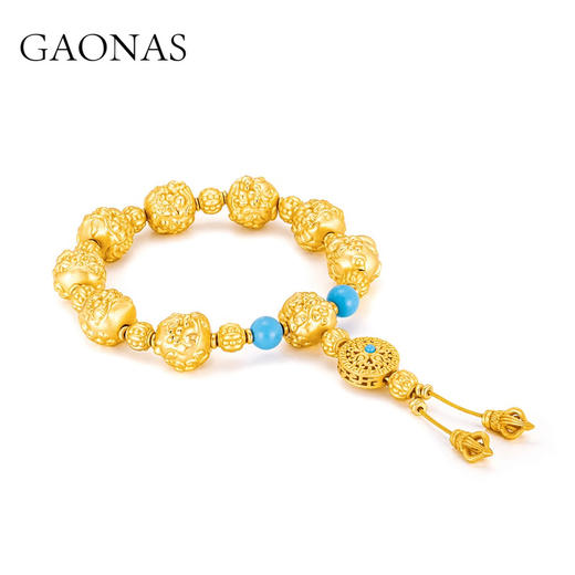 GAONAS 铜合金合成锆石手链 龙生九子东方美精工金色手链10679SGO 商品图1