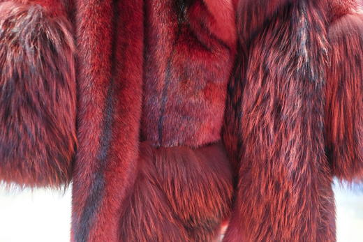 SIM GRACE 优雅夫人 进口红色十字水貂中长款冬季女士轻奢时尚大气外套 商品图4