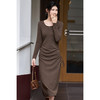 【极简纯色裙】2025冬季慵懒风松弛弹力大圆领内搭连衣裙1802 商品缩略图1