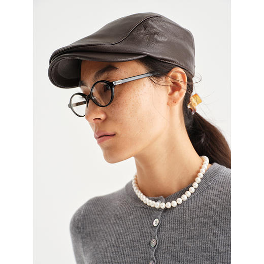 【活动商品，不退不换】可可推荐 复古英伦范 老钱风前进帽 日系复古灯芯绒 中性格调羊毛 休闲时尚针织 岁月时光羊皮 弯檐设计 文艺百搭 商品图4