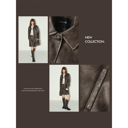 COCOBELLA[MIU系穿搭]质感手工擦色PU皮中古风休闲外套PU3003 商品图2