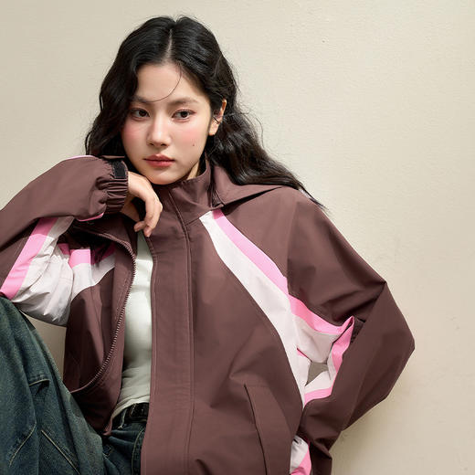 西遇美拉德防风外套女新款棕色美式复古运动风立领夹克D3442323 商品图2