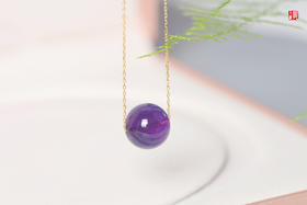 【锦欢】紫水晶圆珠项链