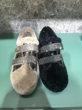 【云粉节】BF楼westory秋冬新款加绒法式水钻毛毛鞋