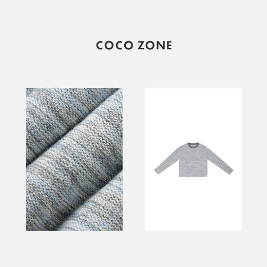 COCO ZONE高级感圆领条纹毛针织衫复古坑条纹毛衣24C10246 商品图2